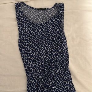 Women’s size small maxi dress blue and white super comfortable  cinched waist